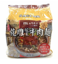 Load image into Gallery viewer, Taiwan TTL 台酒花雕酸菜牛肉麵 Hua Diao Beef with Sauerkraut Instant Noodle 3Pack (200g)
